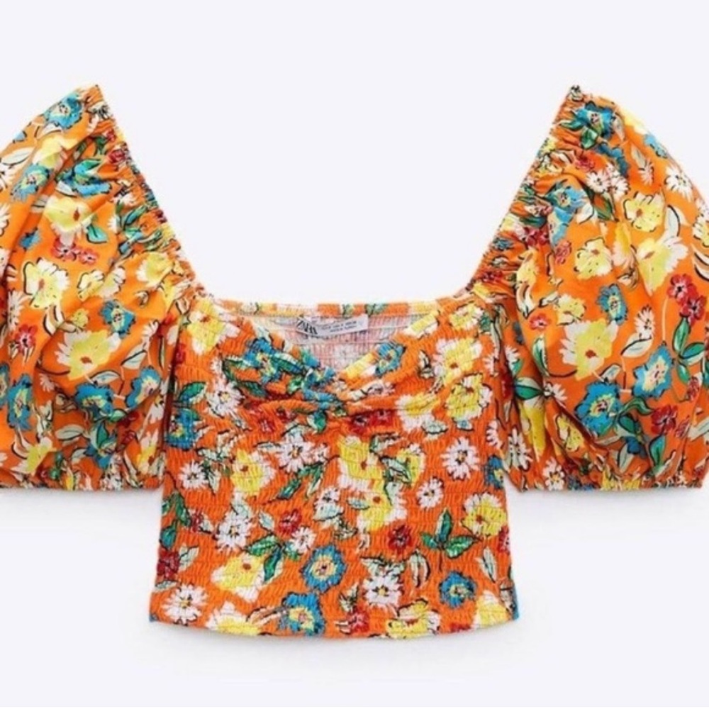 Zara floral crop top size medium